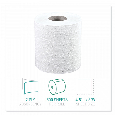 Bath Tissue, Individually Wrapped Rolls, Septic Safe, 2-Ply, White, 500 Sheets/Roll, 48 Rolls/Carton (2405)