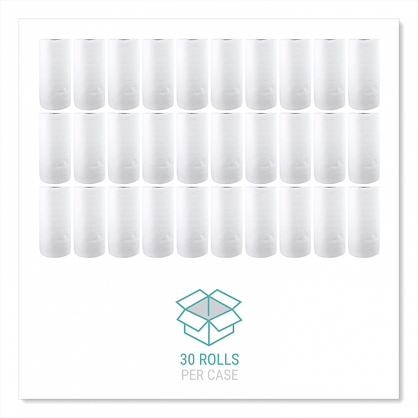 Kitchen Roll Towels, 2-Ply, 11 x 8.5, White, 85/Roll, 30 Rolls/Carton (122085CTB)