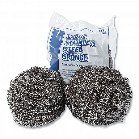 Stainless Steel Sponge, Polybagged, 1.75 oz, Gray, 12/Pack, 6 Packs/Carton (S7756)