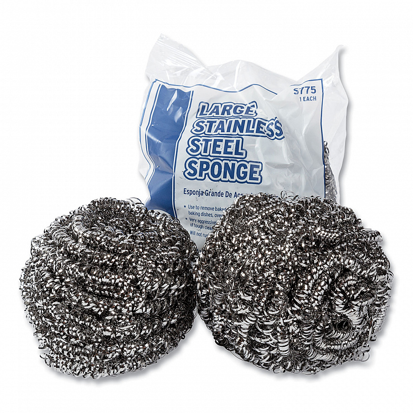 Stainless Steel Sponge, Polybagged, 1.75 oz, Gray, 12/Pack, 6 Packs/Carton (S7756)