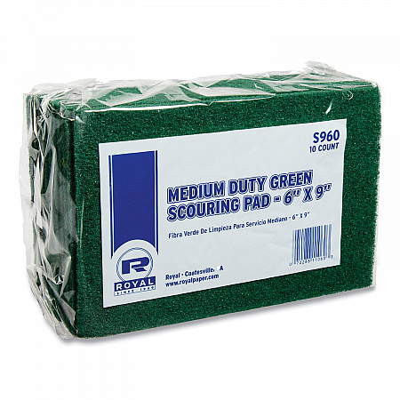 Medium-Duty Scouring Pad, 6 x 9, Green, 10 Pads/Pack, 6 Packs/Carton (S960)