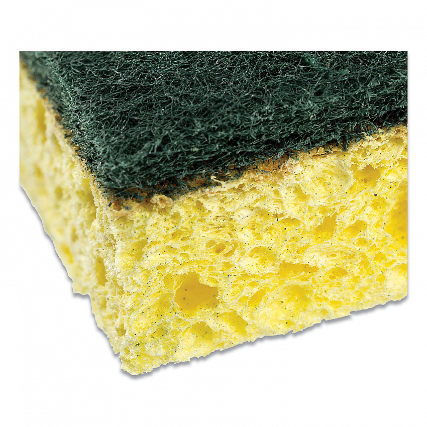 Heavy-Duty Scrubbing Sponge, 3.5 x 6, 0.85" Thick, Yellow/Green, 20/Carton (S740C20)