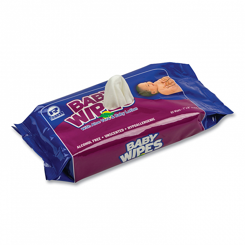 Baby Wipes Refill Pack, 8 x 7, Unscented, White, 80/Pack, 12 Packs/Carton (RPBWUR80)