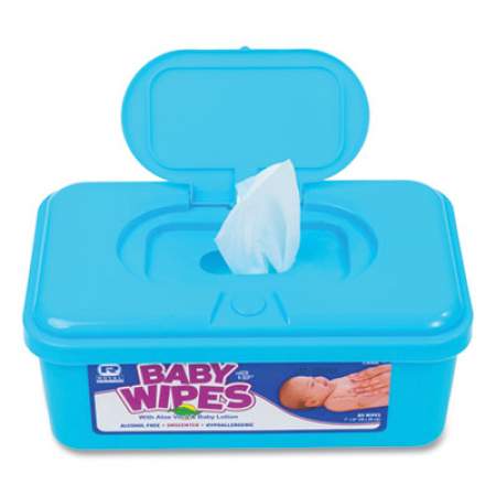 AmerCareRoyal Baby Wipes Tub, White, 80/Tub, 12/Carton (RPBWU80)