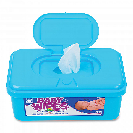 Baby Wipes Tub, Unscented, White, 80/Tub, 12 Tubs/Carton (RPBWU80)