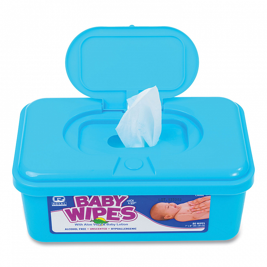 Baby Wipes Tub, Unscented, White, 80/Tub, 12 Tubs/Carton (RPBWU80)