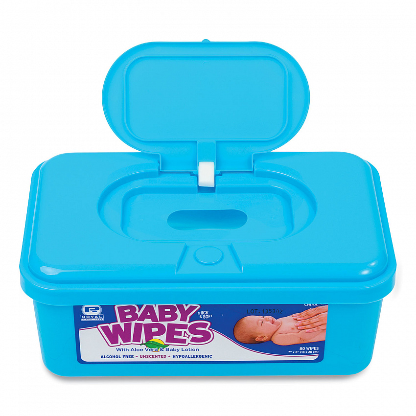 Baby Wipes Tub, Unscented, White, 80/Tub, 12 Tubs/Carton (RPBWU80)