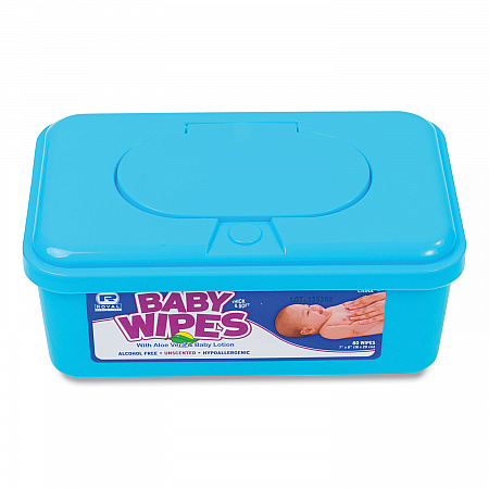 Baby Wipes Tub, Unscented, White, 80/Tub, 12 Tubs/Carton (RPBWU80)