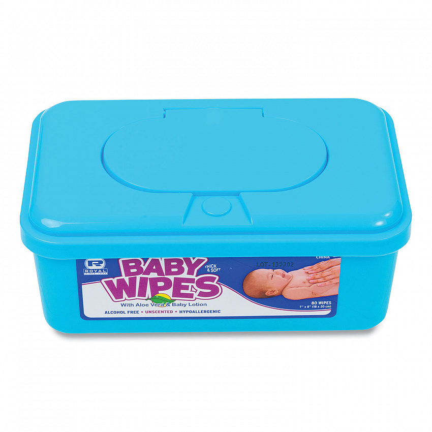 Baby Wipes Tub, Unscented, White, 80/Tub, 12 Tubs/Carton (RPBWU80)