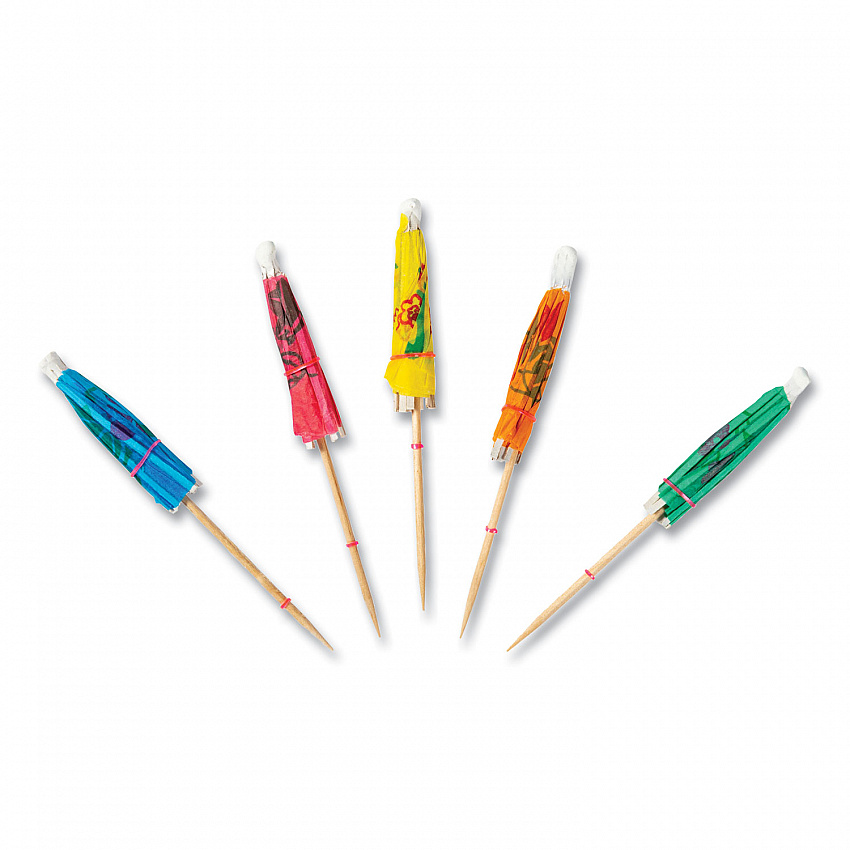 Cocktail Parasols, 3", Assorted, 144/Box, 50 Boxes/Carton (RP144)