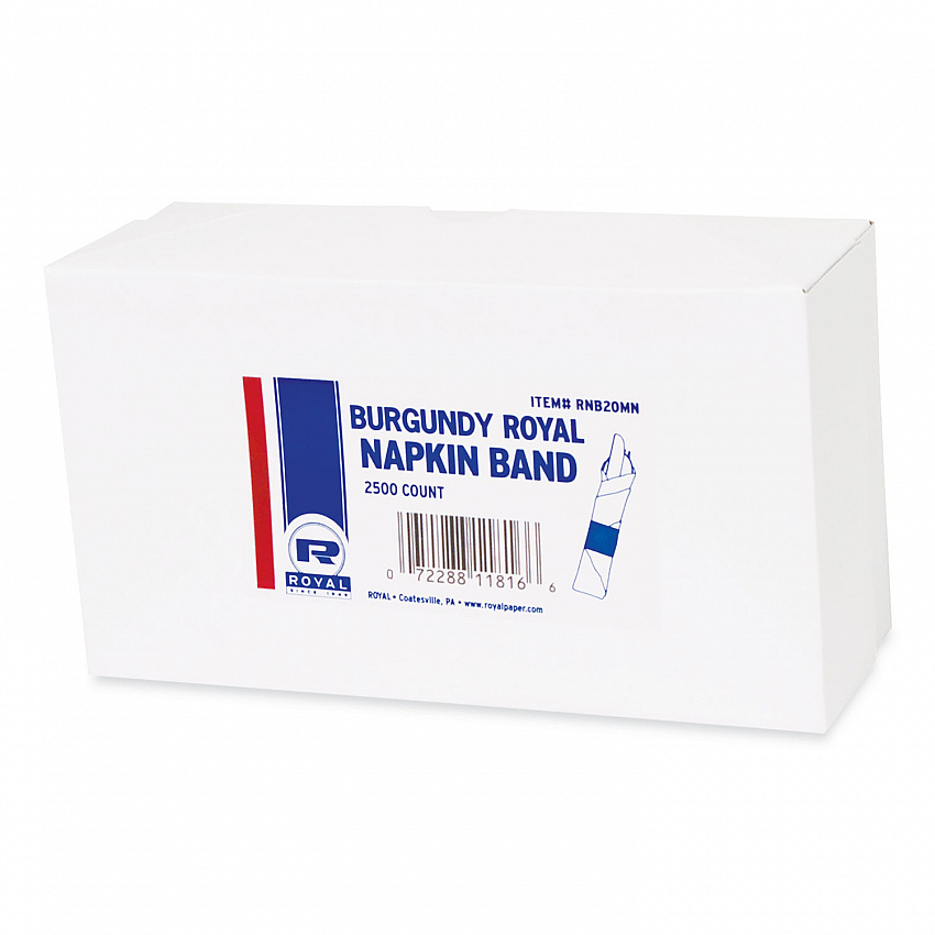 Napkin Bands, Burgundy, 1.5", 2,500/Pack, 8 Packs/Carton (RNB20MN)