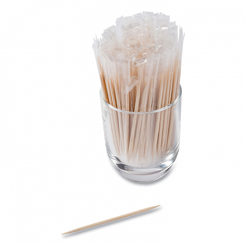 Cello-Wrapped Round Wood Toothpicks, Mint, 2.5", Natural, 1,000/Box, 15 Boxes/Carton (RM115)