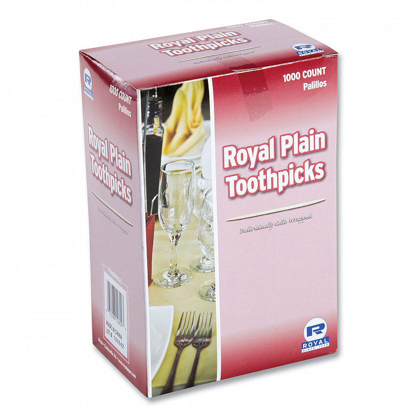 Cello-Wrapped Round Wood Toothpicks, 2.5", Natural, 1,000/Box, 15 Boxes/Carton (RIW15)