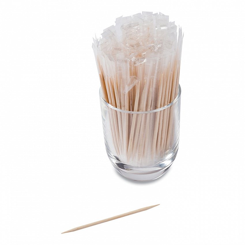 Cello-Wrapped Round Wood Toothpicks, 2.5", Natural, 1,000/Box, 15 Boxes/Carton (RIW15)