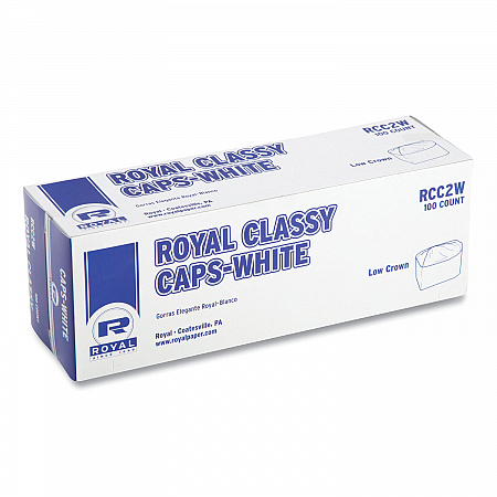 Classy Cap, Crepe Paper, Adjustable, One Size Fits All, White, 100 Caps/Pack, 10 Packs/Carton (RCC2W)
