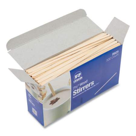 AmerCareRoyal Wood Coffee Stirrers, 7.5" Long, 500/Box, 10 Boxes/Carton (R825CT)