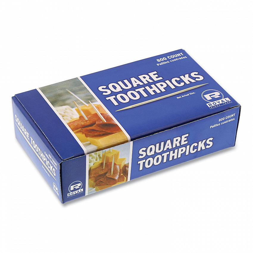 Square Wood Toothpicks, 2.75", Natural, 800/Box, 24 Boxes/Carton (R820SQ)