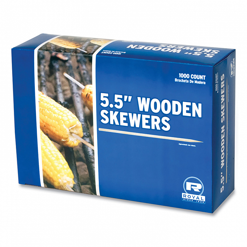 Bamboo Skewers, Paper, 5.5", Brown, 10,000/Carton (R814)