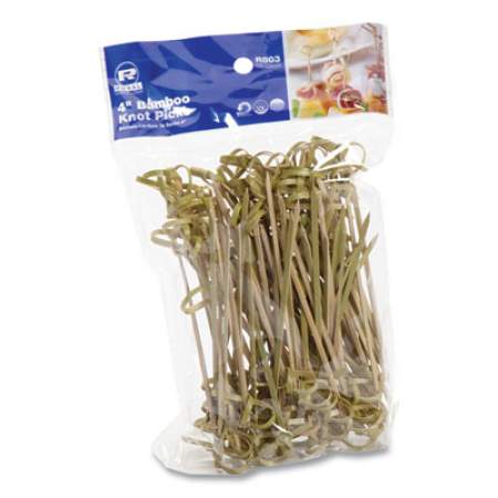 AmerCareRoyal Knotted Bamboo Pick, Olive Green, 4", 1000/Carton (R803)