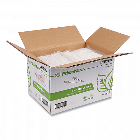 CPLA Cutlery, Heavyweight Fork, Plastic, White, 1,000/Carton (L1801W)
