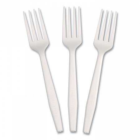 CPLA Cutlery, Heavyweight Fork, Plastic, White, 1,000/Carton (L1801W)