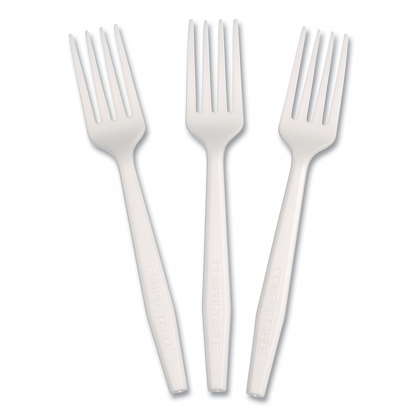 CPLA Cutlery, Heavyweight Fork, Plastic, White, 1,000/Carton (L1801W)
