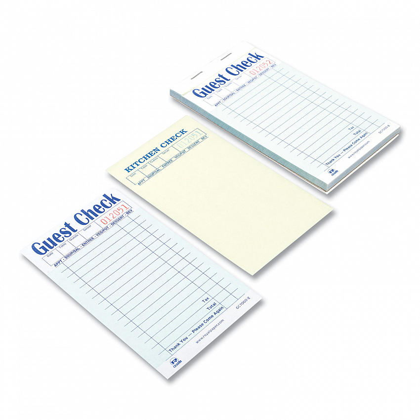 Guest Check Pad, 17 Lines, Two-Part Carbonless, 3.6 x 6.7, 50 Forms/Pad, 50 Pads/Carton (GC70002)
