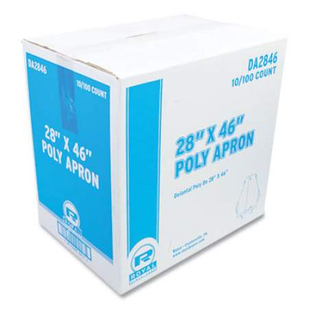 AmerCareRoyal Poly Apron, White, 28 in. x 46 in., 100/Pack, One Size Fits All, 10 Pack/Carton (DA2846)
