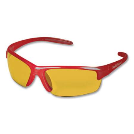 KleenGuard Equalizer Safety Glasses, Red Frames, Amber/Yellow Lens, 12/Carton (21299)