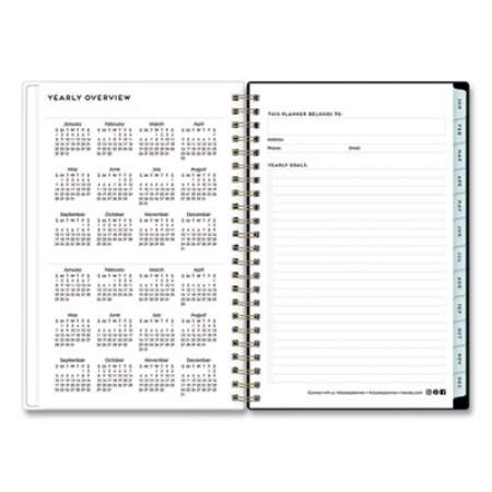Blue Sky Baccara Dark Create-Your-Own Cover Weekly/Monthly Planner, Floral, 8 x 5, Gray/Black/Gold Cover, 12-Month (Jan-Dec): 2022 (110212)