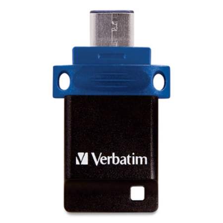 Verbatim Store n' Go Dual USB 3.0 Flash Drive for USB-C Devices, 32 GB, Blue (99154)