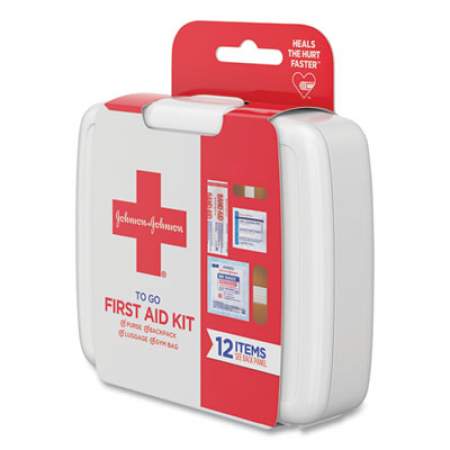 Johnson & Johnson Red Cross Mini First Aid To Go Kit, 12 Pieces, Plastic Case (8295)