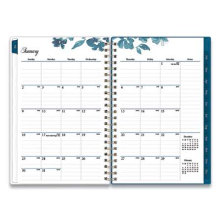 Blue Sky Bakah Blue Weekly/Monthly Planner, Bakah Blue Floral Artwork, 8 x 5, Blue/White Cover, 12-Month (Jan to Dec): 2022 (137260)