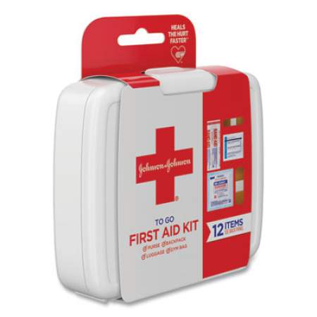 Johnson & Johnson Red Cross Mini First Aid To Go Kit, 12 Pieces, Plastic Case (8295)