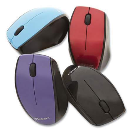 Verbatim Wireless Notebook Multi-Trac Blue LED Mouse, 2.4 GHz Frequency/32.8 ft Wireless Range, Left/Right Hand Use, Black (97992)