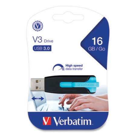 Verbatim Store 'n' Go V3 USB 3.0 Drive, 16 GB, Black/Blue (49176)