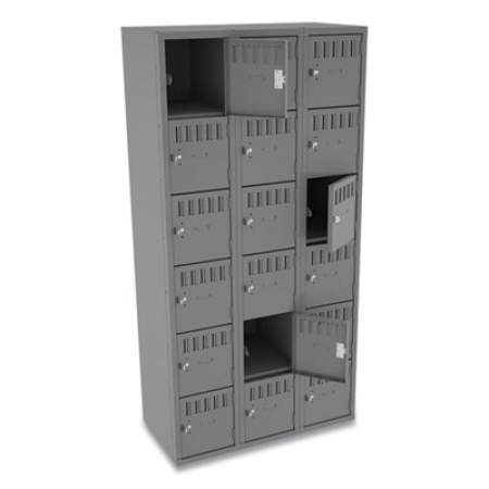 Tennsco Box Compartments, Triple Stack, 36w x 18d x 72h, Medium Gray (BS6121812CMG)