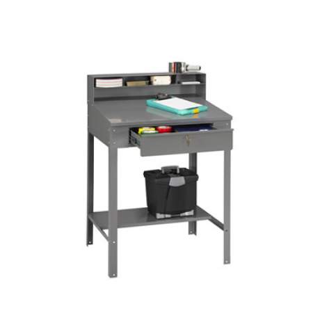 Tennsco Open Steel Shop Desk, 34.5" x 29" x 53.75", Medium Gray (SR57MG)