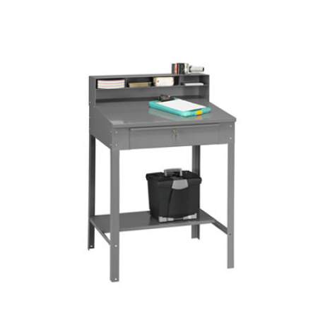 Tennsco Open Steel Shop Desk, 34.5" x 29" x 53.75", Medium Gray (SR57MG)