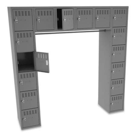 Tennsco Sixteen Box Compartments and Coat Bar, 72w x 18d x 72h, Medium Gray (SRS721872AMG)