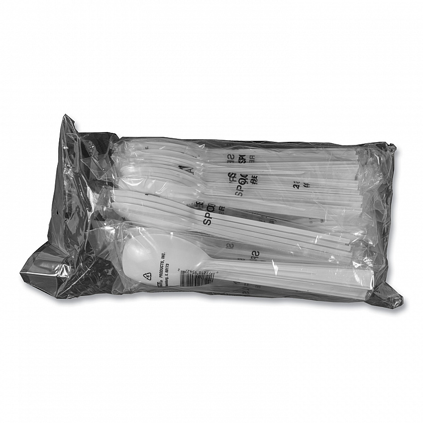 Table Set Plastic Serving Forks and Spoons, 9.5", White, 48/Pack (W95PK4)