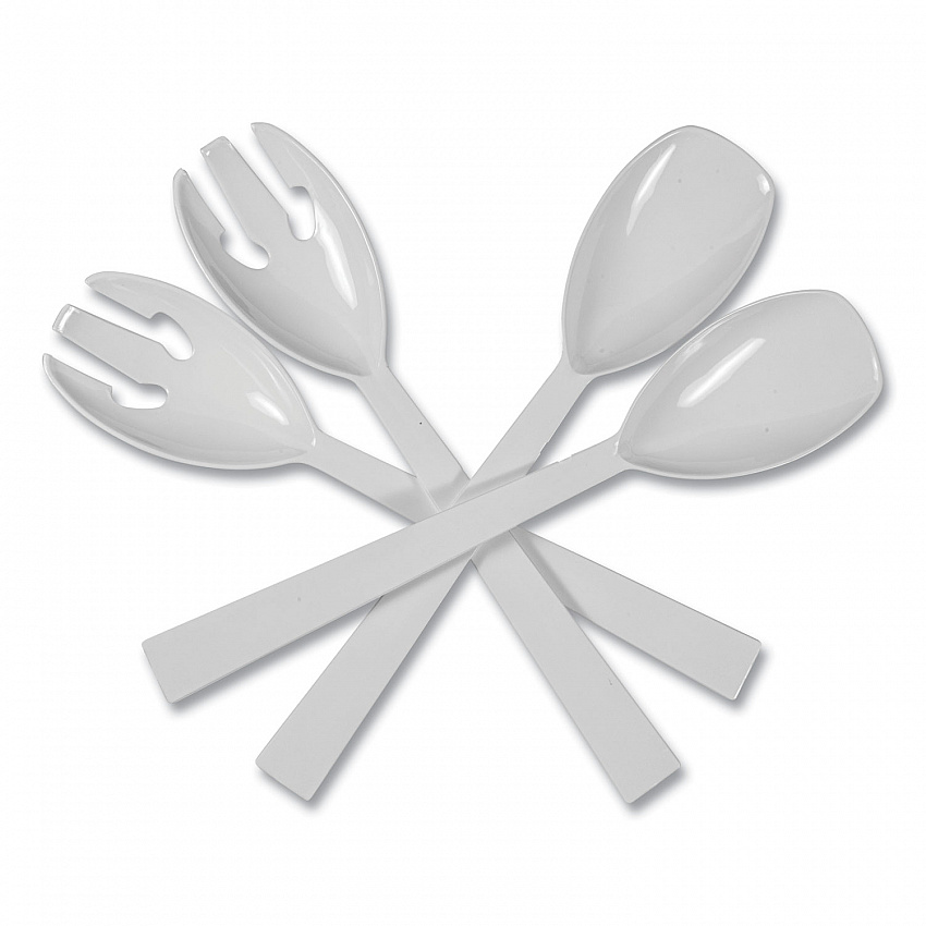 Table Set Plastic Serving Forks and Spoons, 9.5", White, 48/Pack (W95PK4)