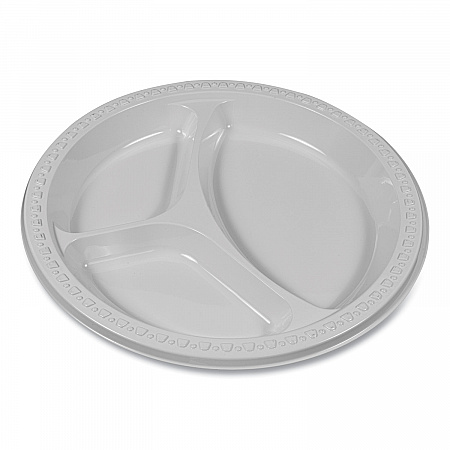 Plastic Dinnerware, 3-Compartment Plates, 9