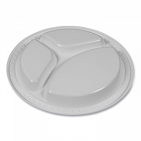 Plastic Dinnerware, 3-Compartment Plates, 9