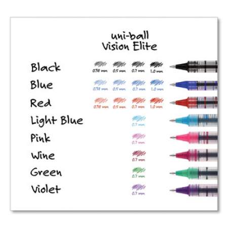 uni-ball VISION STICK ROLLER BALL PEN, MICRO 0.5MM, BLUE INK, BLUE/GRAY BARREL, DOZEN (60108)