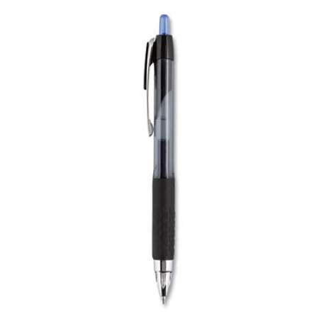 uni-ball Signo 207 Gel Pen, Retractable, Medium 0.7 mm, Blue Ink, Smoke/Black/Blue Barrel, Dozen (33951)