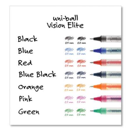uni-ball VISION ELITE Roller Ball Pen, Stick, Extra-Fine 0.5 mm, Red Ink, Black/Red Barrel (69022)