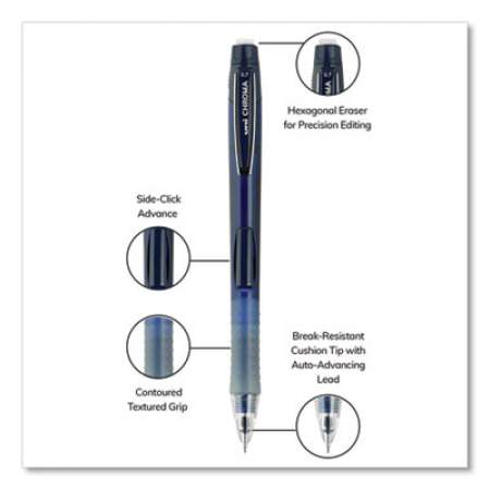 uni-ball Chroma Mechanical Pencil, 0.7 mm, HB (#2), Black Lead, Cobalt Barrel, Dozen (70134)