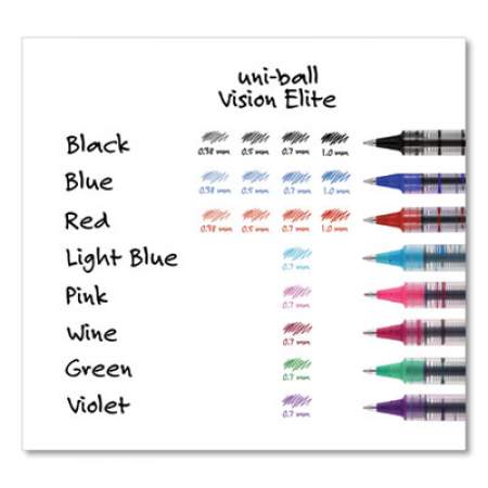 uni-ball VISION Roller Ball Pen, Stick, Micro 0.5 mm, Black Ink, Black/Gray Barrel, Dozen (60106)