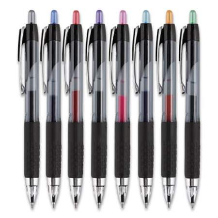 uni-ball Signo 207 Gel Pen, Retractable, Medium 0.7 mm, Assorted Ink Colors, Black Barrel, 8/Pack (40110)